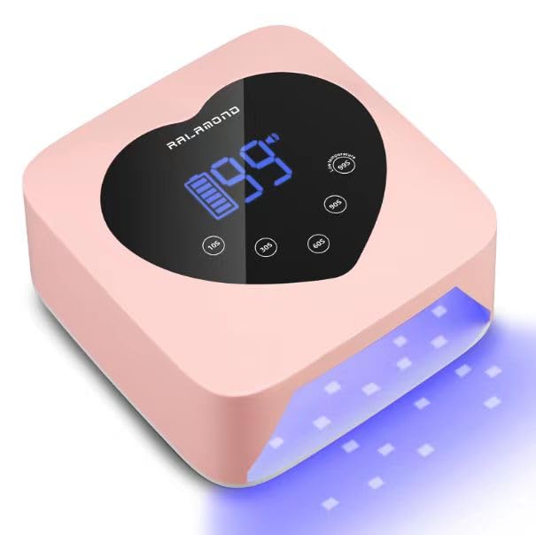 UV LED Nail Lamp, 72W Cordless UV Light for Gel Nails, Rechargeable Gel Lamp Nail Dryer with 5 Timer & Auto Sensor, Professional Fast Curing Gel Nail Lamp with Large Touch Display (Pink)