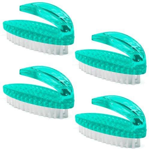Nail Brush for Cleaning, Stiff Bristles Toes Fingernail Scrub Brushes with Handle for Mechanics and Gardeners, All-Purpose Cleaning Brush for Home, Kitchen - 4 Green