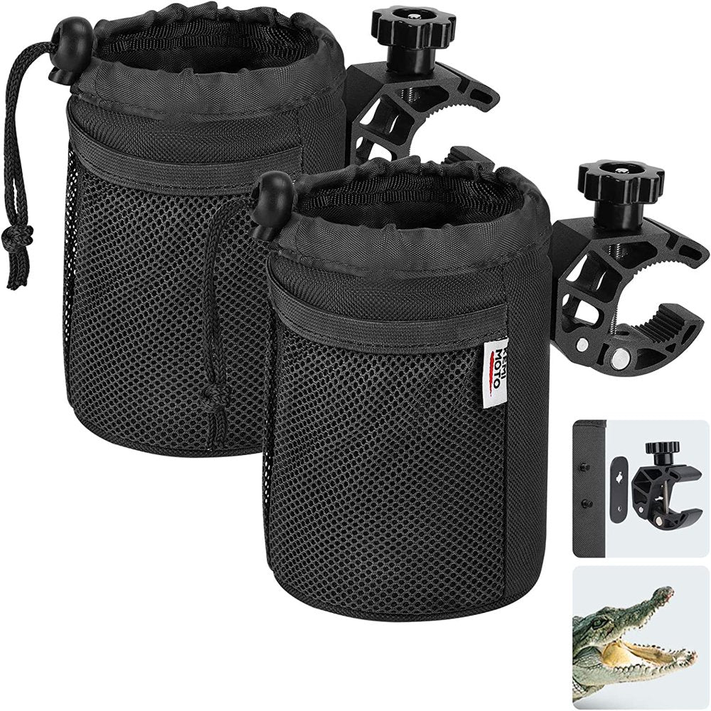Kemimoto Motorcycle Cup Holder, Oxford Fabric Motorcycle Drink Holder with 0.6"-1.75" Alligator Clamp, Universal Water Bottle Holder for Motorcycle, ATV/UTV, Scooter, Boat, Kayak, Bike, Walker