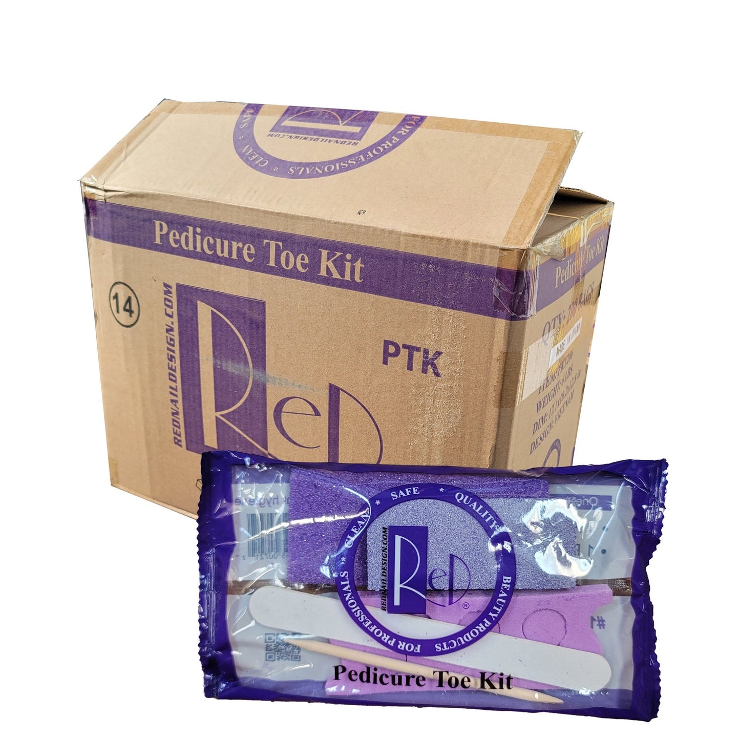 Pedicure Kit 5 RED (Toe-Pumice-Buffer-File-Pusher) #R14