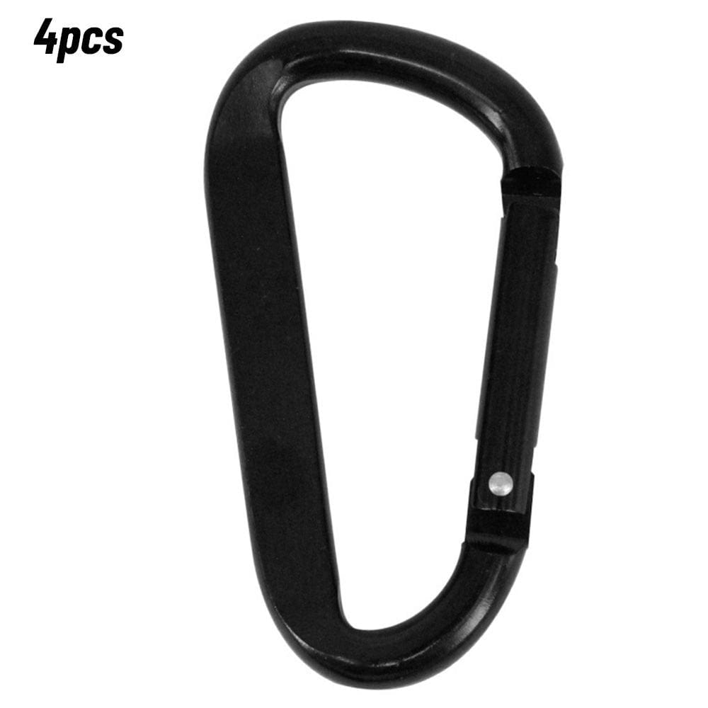 4Pcs Quickdraws Outdoor Climbing Camping Hiking Black Water Bottle Hooks Snap Clip Keychain D Carabiner