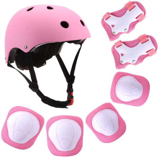 Kids Protective Gear Set, Sport Protective Gear Set Boy Girl Adjustable Child Cycling Helmet with Knee Pads Elbow Pads Wrist Guards Youth Skateboard Helmet for 3~10Yrs Boys Girls