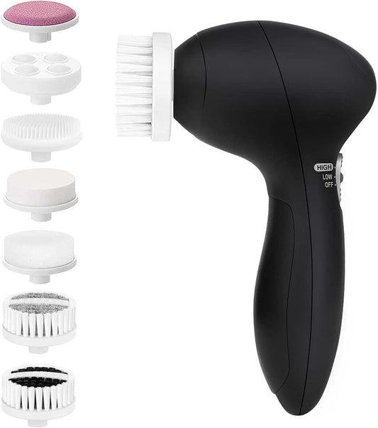 Facial Cleansing Brush Face Scrubber: CLSEVXY Electric Face Spin Cleanser Brushes with 7 Brush Heads for Deep Cleansing, Gentle Exfoliating, Removing Blackhead, Massaging