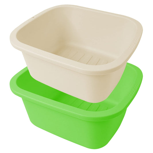 HOMELEX Foot Soaking Bath Basin, Large Size Feet Massager Tub, at Home Spa Pedicure Treatment, 2 Pack Green&White