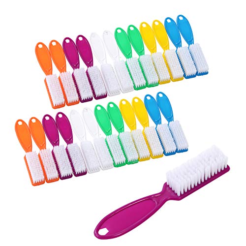 DAYGOS 24pcs Handle Grip Nail Brush - Finger Nail Brushes for Cleaning Fingernails, Hand Fingernail Scrub Brush Kits for Toes and Nails Cleaner, Long Handle Pedicure Brushes, Multicolor
