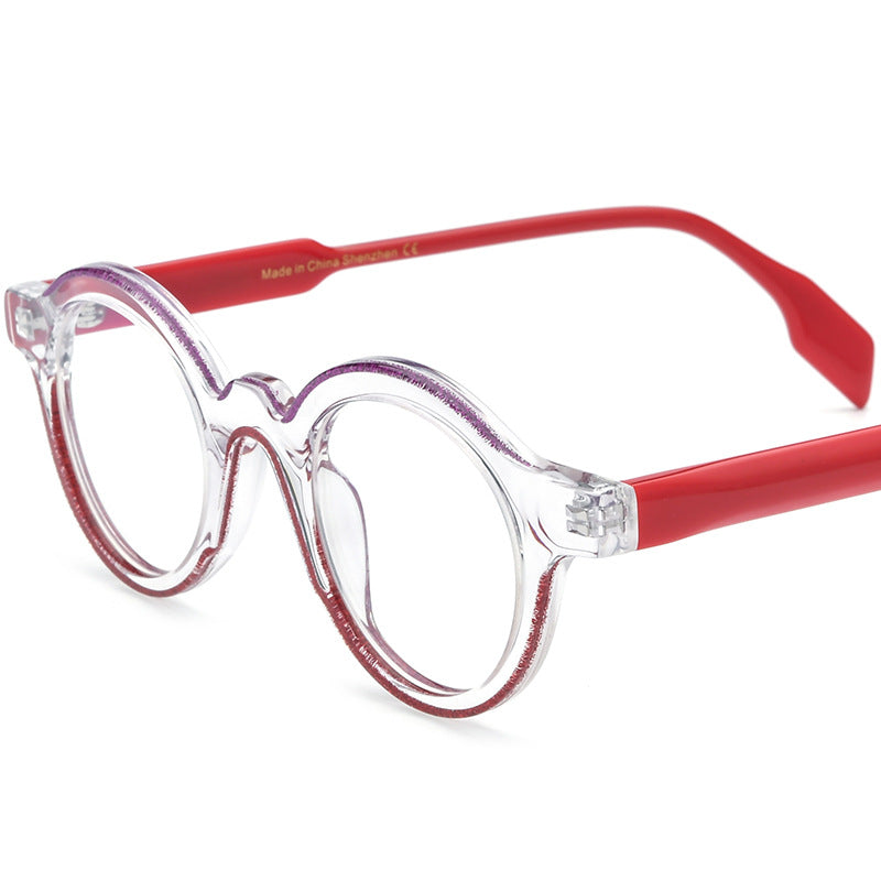 Color Blocking Fashionable Round Plate Eyeglass Frame - Blue Force Sports