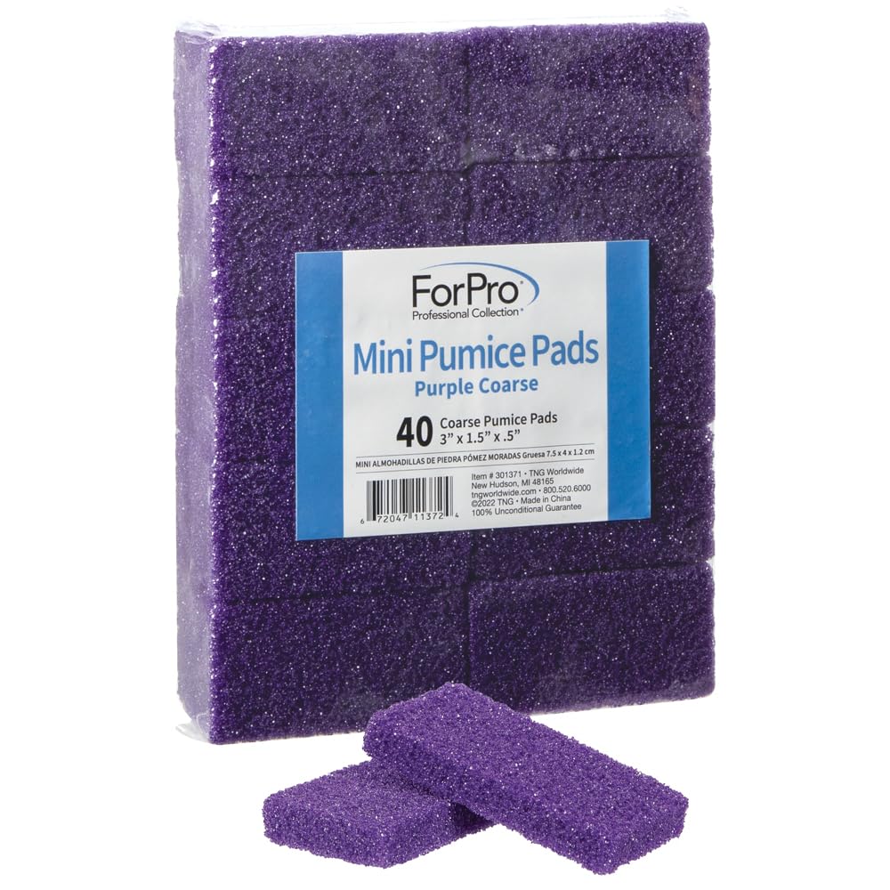 ForPro Super Duper Mini Pumice Bars, Disposable Pumice Bars, Coarse Grit, 3” L x 2” W, Purple, 40-Count