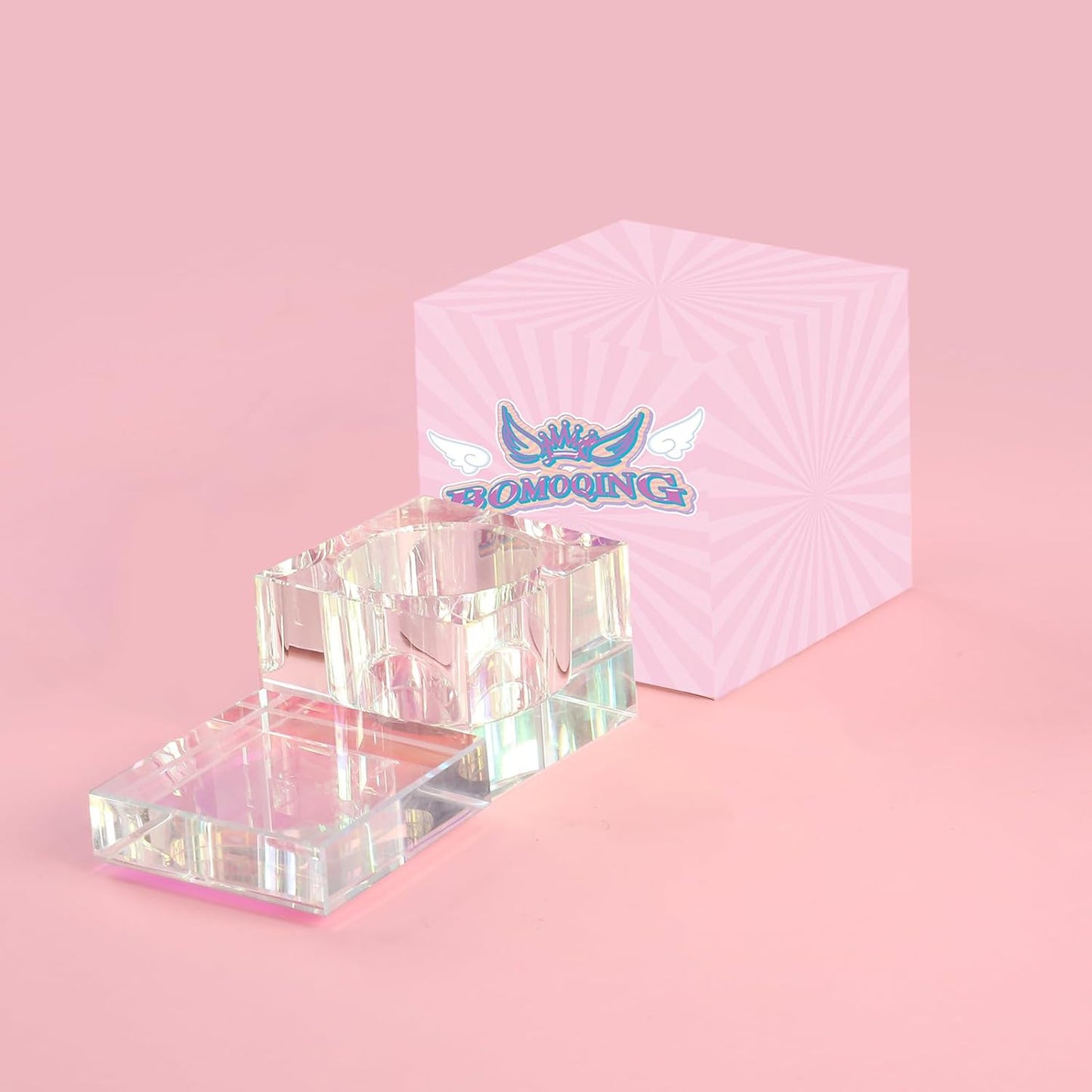 Nail Dappen Dish with lid, Square Crystal Monomer Dish for Acrylic Nails, 30ml Monomer Holder Container for Holding Acrylic Liquid & Powder ,Glass Crystal Cup for Acetone(Colorful)