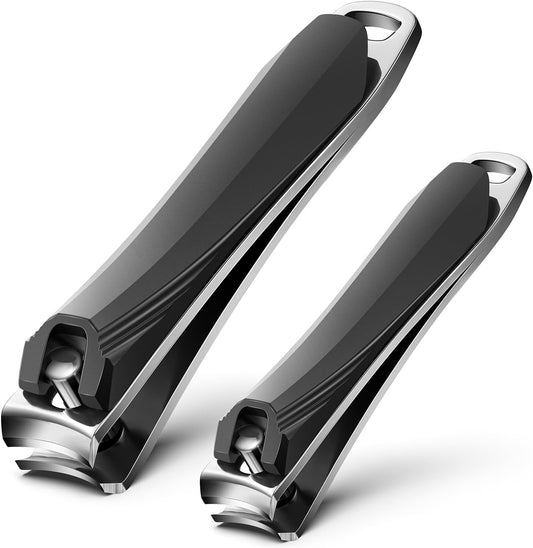 FERYES 2 Pack Nail Clippers - Sharp Nail Trimmers for Men Women Adult, Stainless Steel Fingernail & Toenail Clippers for Thick Nails