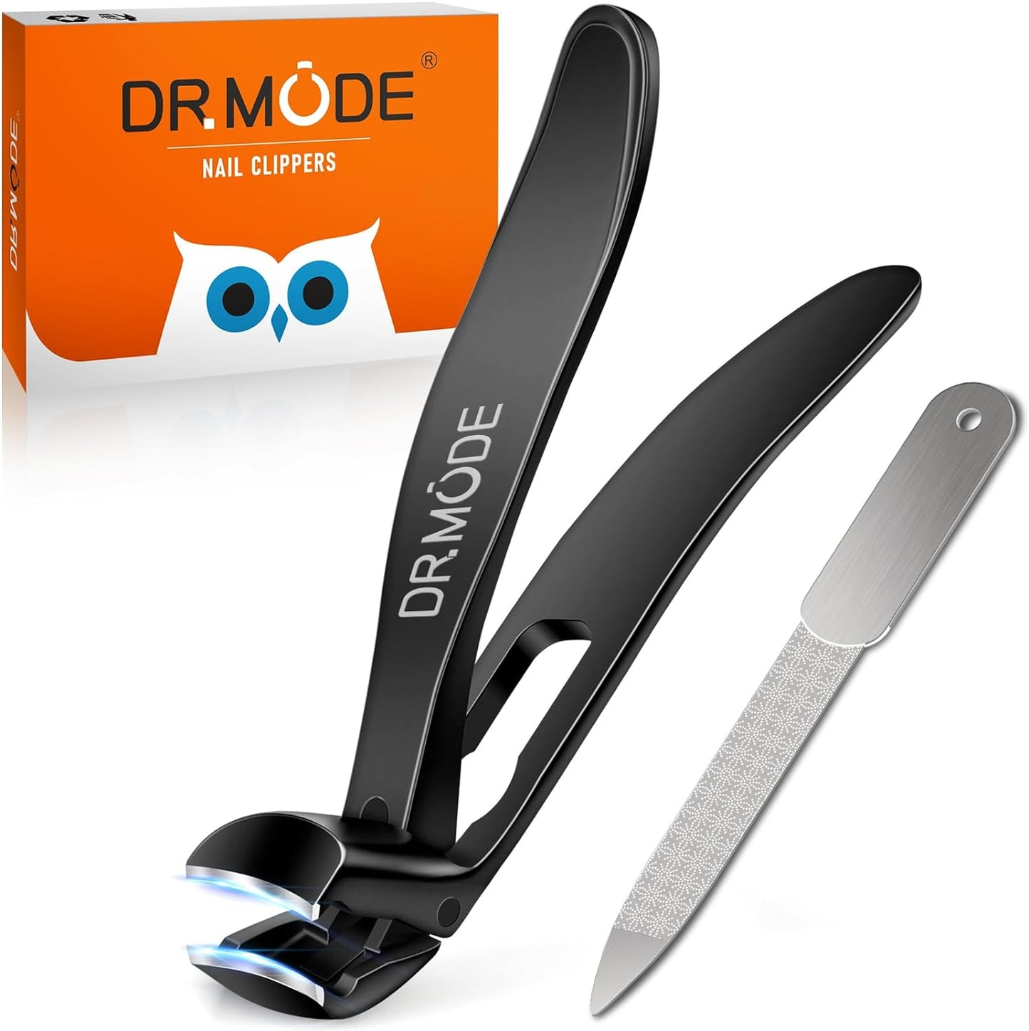 Nail Clippers for Seniors Thick Nails, DRMODE Large Angled Head Ergonomic Toenail Clippers with Wide Opening, Precision Finger Mess Free Nail Clipper Heavy Duty Nail Cutter Trimmer for Men Women