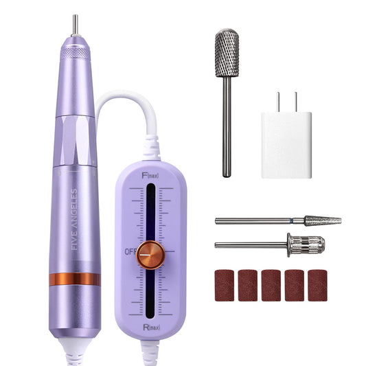 Five Angeles Electric Nail Drill for Acrylic Dip Powder & Gel Nail Art,USB E-File Machine for Beginners,Unique Stepless Adjustable Speed Control Electrical Nail Filer,Tungsten Steel Drill Bit