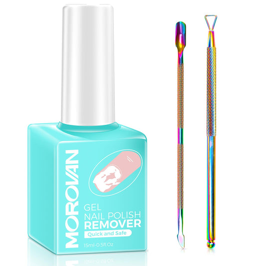 Morovan Gel Nail Polish Remover: Professional Gel Polish Remover for Nails with Cuticle Pusher Scraper Quickly & Easily & Effectively Remove Gel Polish in 3-5 Minutes No Need Soaking or Wrapping