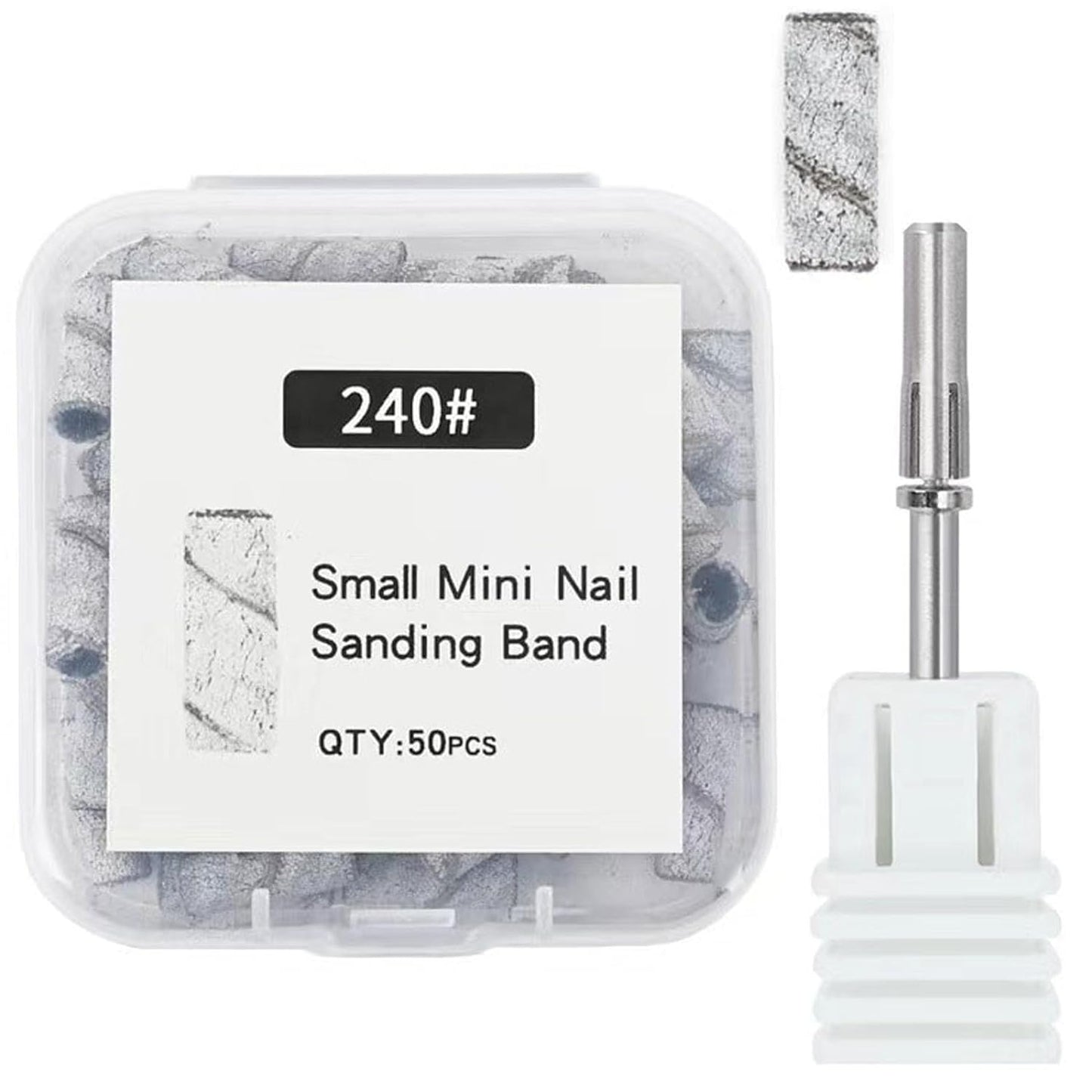 50 Pcs Small Sanding Bands for Nail Drill with 3.1mm Mandrel Bit,Professional Small Nail Drill Bits Nail Sanding Files for Acrylic Nails Manicures Pedicures(240 Grit)