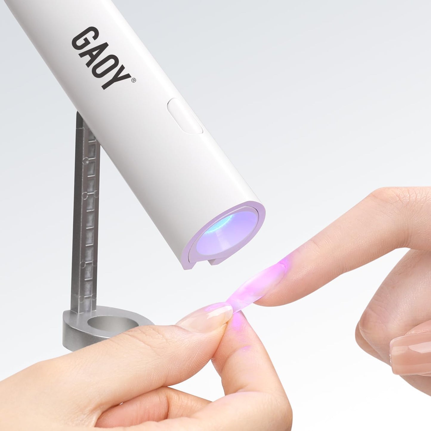 GAOY Cordless Nail Lamp with Stand and Nail Stamper, Handheld UV Light for Gel Nails, Rechargeable USB Nail Dryer for Fast Curing, White