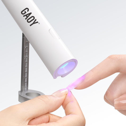 GAOY Cordless Nail Lamp with Stand and Nail Stamper, Handheld UV Light for Gel Nails, Rechargeable USB Nail Dryer for Fast Curing, White