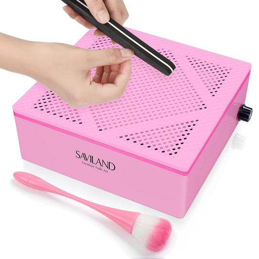 SAVILAND Nail Dust Collector: 60W Pro Nail Vacuum Dust Collector Electric Acrylic Nails Extractor Duster Collector Detachable Filter with Nail Dust Brush Nail Tech Quiet Nail Salon Studio Gift