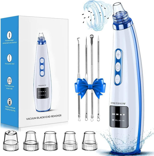 Newest Blackhead Remover Pore Vacuum,Upgraded Facial Pore Cleaner,Electric Comedone Whitehead Extractor Tool-5 Suction Power,5 Probes,USB Rechargeable Blackhead Vacuum Kit for Women & Men
