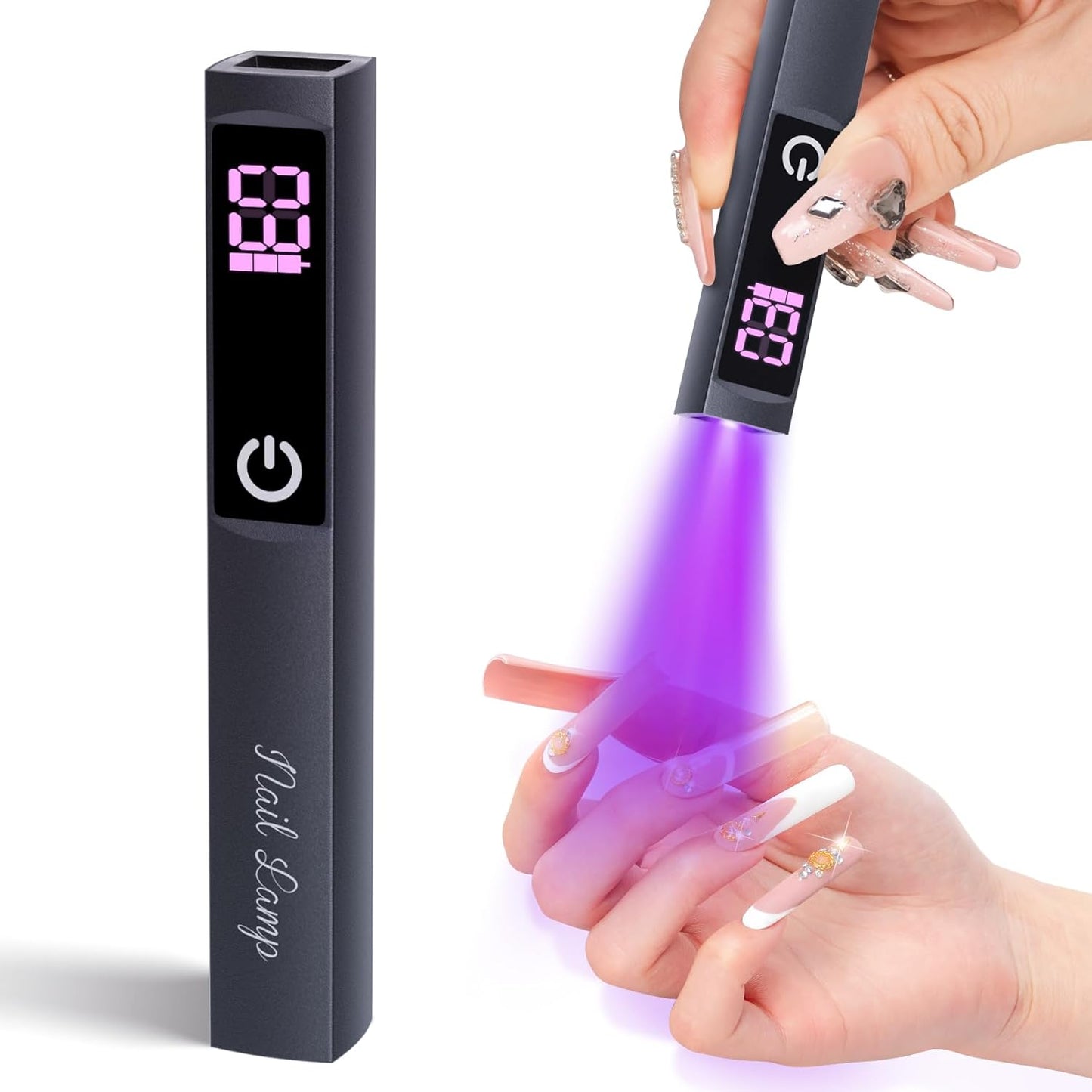 Ranrose UV Light for Nails: Mini UV Light for Gel Nails - 3W Handheld Nail Lamp with Spotlight Bead - Portable Nail Dryer for Fast Curing with LCD Touch Screen