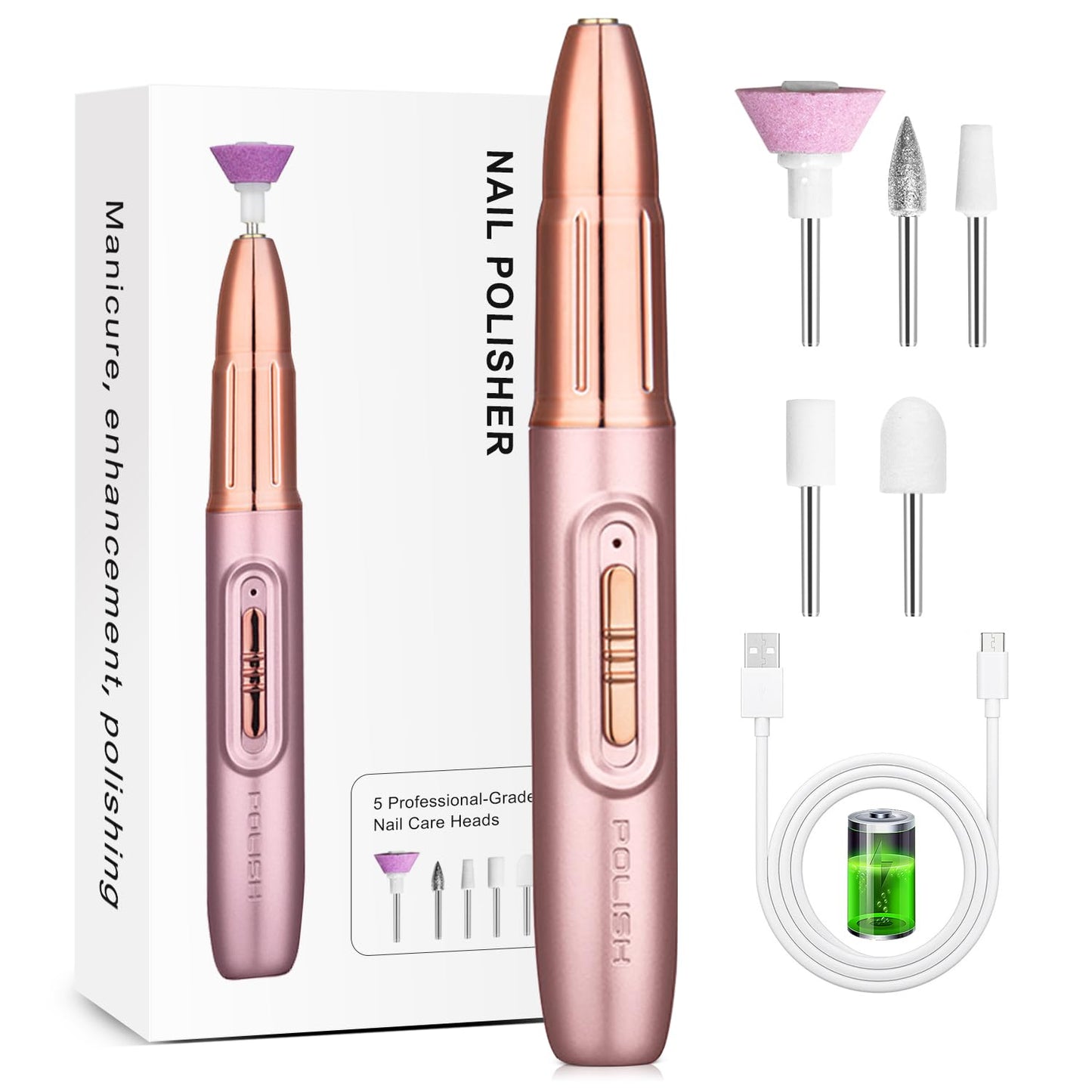 Nail Drill,Cordless Electric Files for Gel Nails Efile Manicure Kit Women Rechargeable Wireless Drill para Uñas Profesional Machine Grinder Acrylic