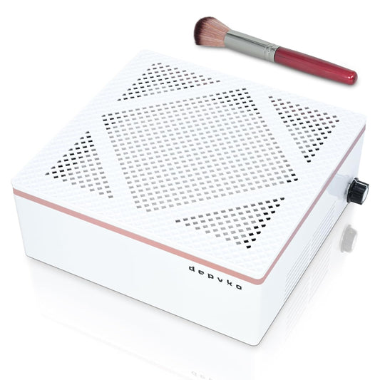 Nail Dust Collector Machine, 60W Powerful Nail Vacuum Cleaner with Reusable Filter and Cleaning Brush, Professional Electric Suction Fan for Nail Drills Acrylic Gel Nails Polishing, Low Noise (White)
