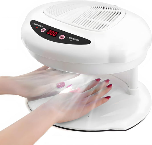 Nail Dryer for Regular Polish, 400W Nail Drying Fan with Sensor and Optional Hot and Cool Air, Professional Air Nail Dryer for Manicure Salon and Home Use