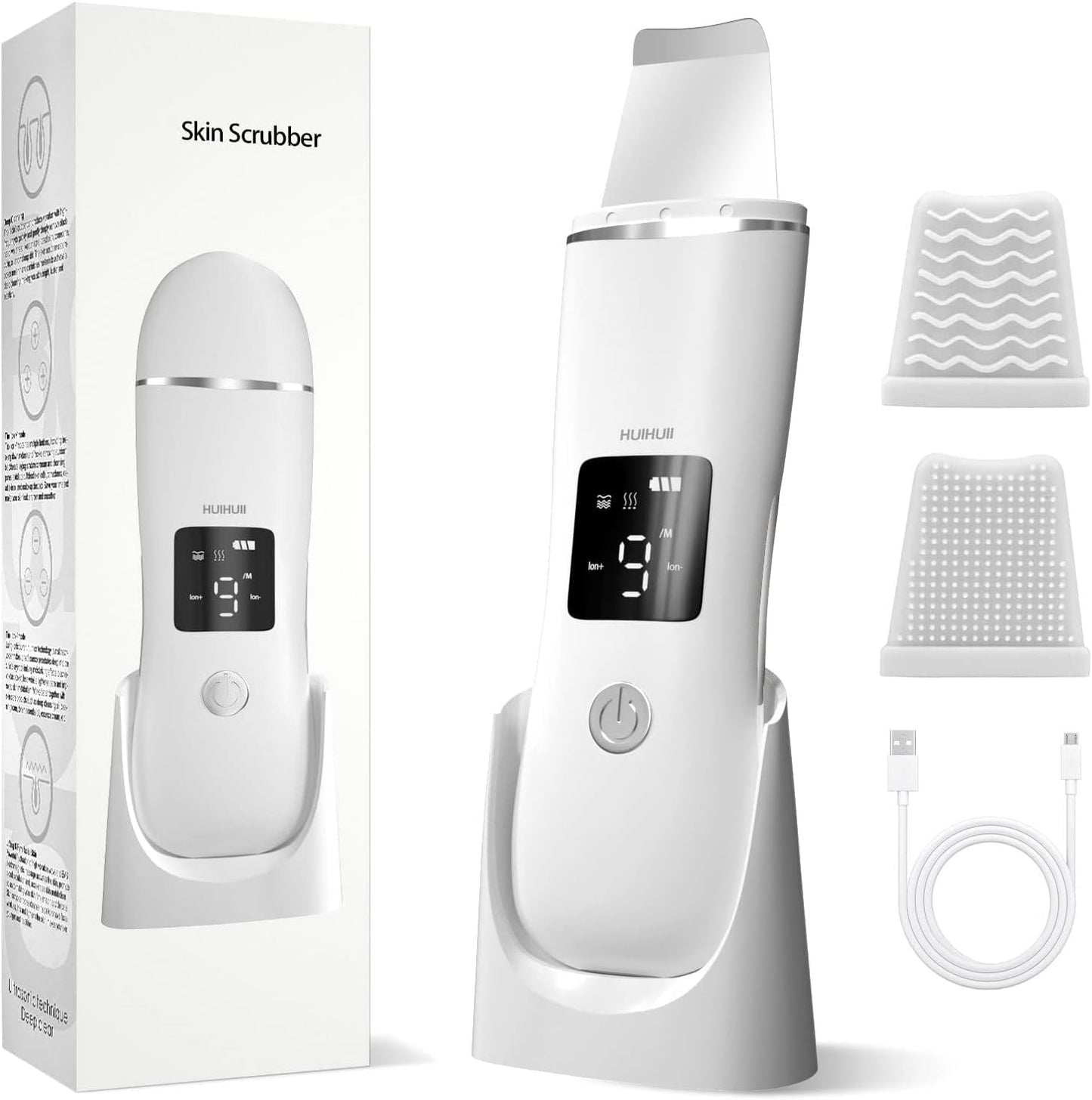 Face Scrubber Skin Spatula - Huihuii Blackhead Remover with 4 Modes, Pore Extractor, Face Spatula Deep Cleansing for Facial Skin Care