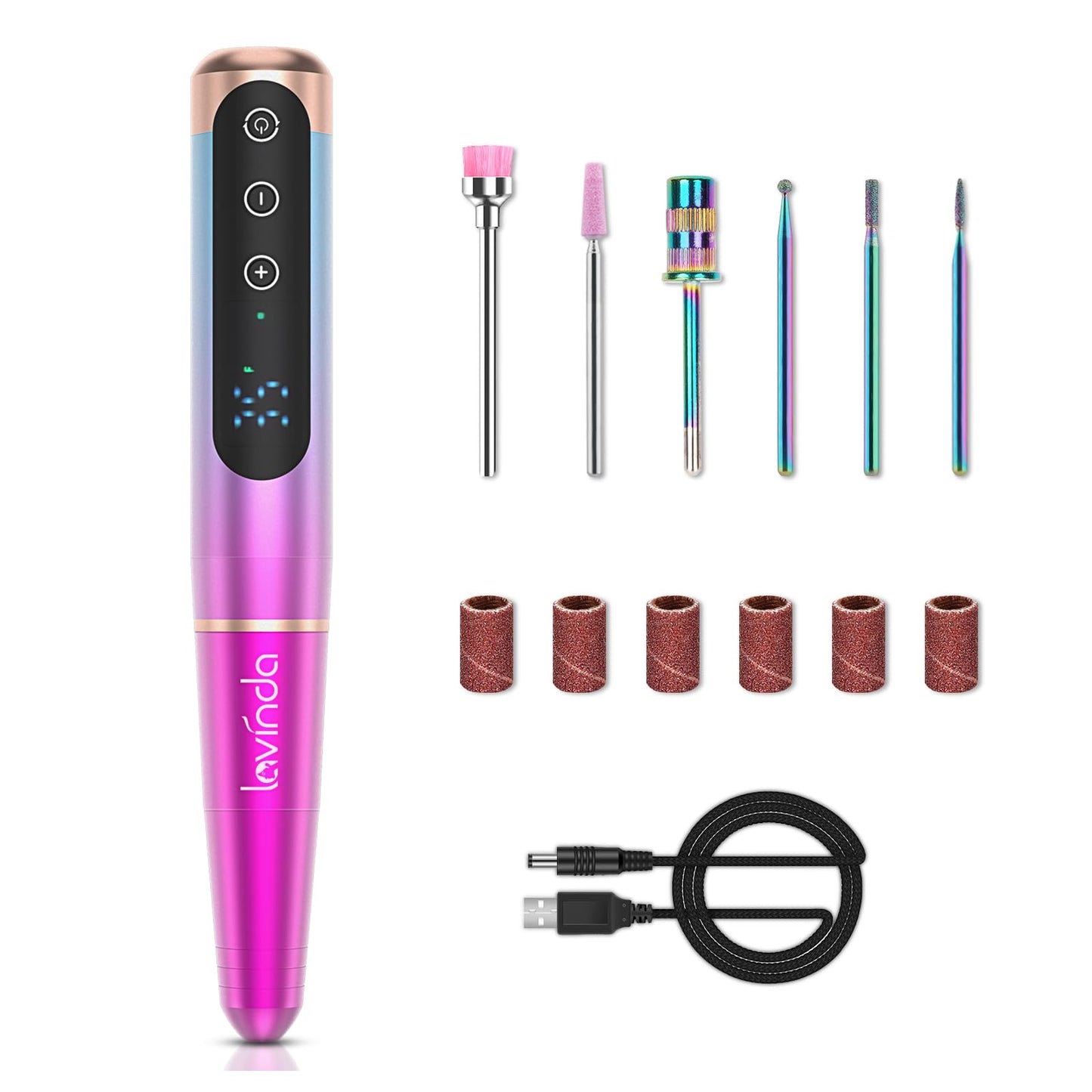 Lavinda Portable Electric Nail Drill, 35000RPM Professional Efile Nail Drill Kit for Acrylic, Gel Nails, Manicure Pedicure Polishing Shape Tools Design for Home Salon Use