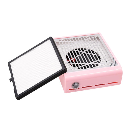 Professional Nail Dust Collector Machine Electric Nail Fan Dust Collector Strong Suction Nail Dust Vacuum Cleaner with 1 Reusable Filters Nail Salon Dust Extractor for Manicure Salon Pink