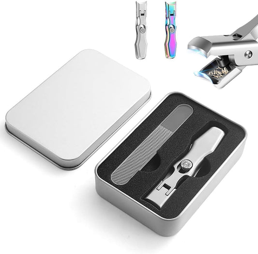 German Nail Clippers for Men,Luxgrip Nail Clippers,Professional Toe Clippers for Seniors,Ultra Sharp Nail Clipper with Catcher and Nail File,luxgrip German Nail Clippers(Silver)
