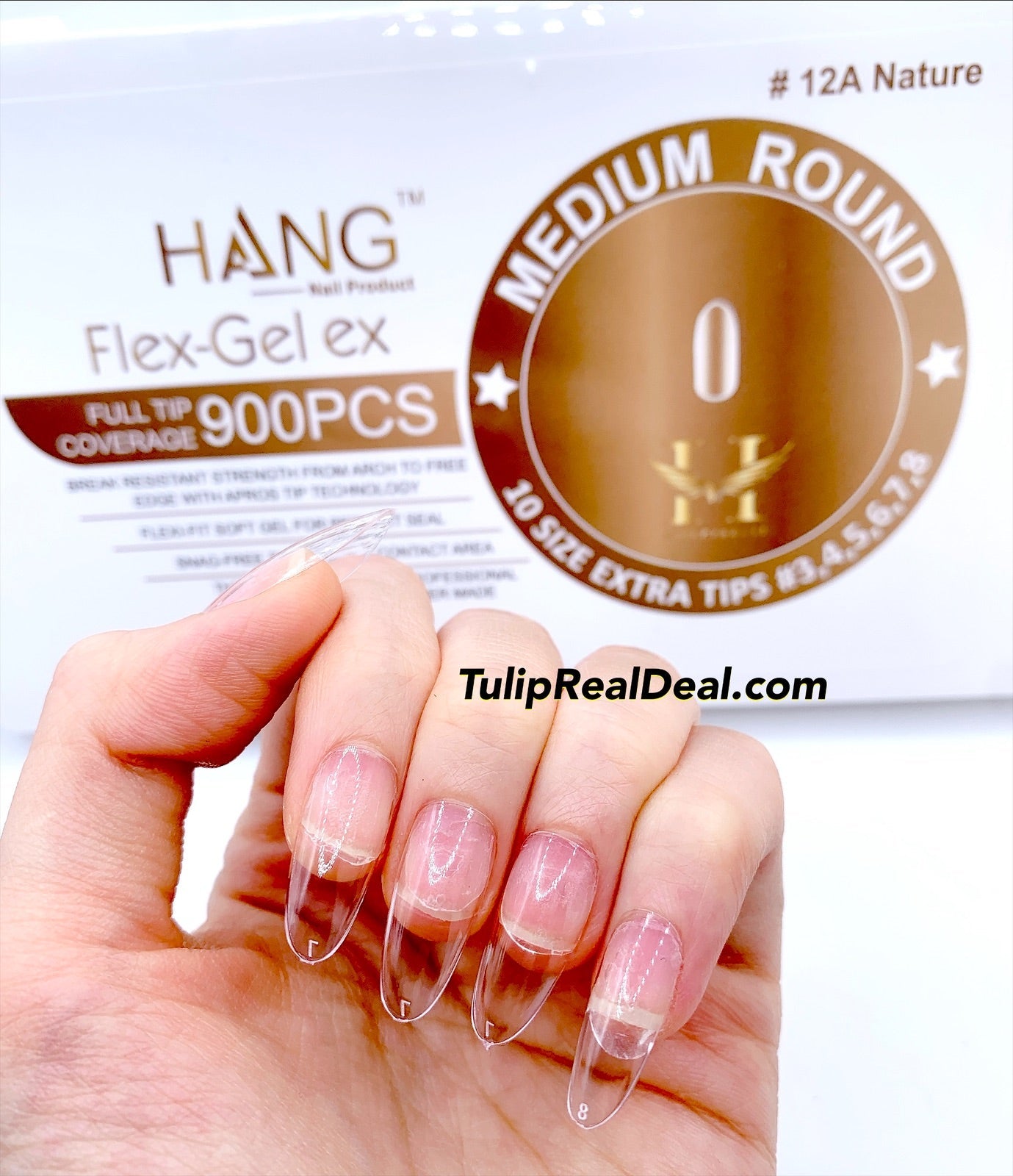 HANG MEDIUM ROUND Flex Gel X Full Cover BOX OF TIPS 1000pcs