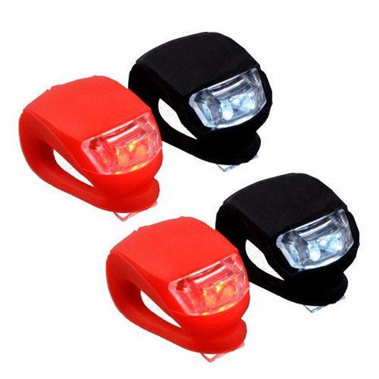 Wideskall Dual Silicone Bike LED Front Headlight and Rear Taillight Flashlight Set
