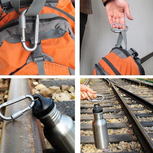 6Pcs Hike Aluminum Keychain Hook Survive Clasp D Ring Lock Clip Screw Climb Camp Snap Hang Outdoor Chain