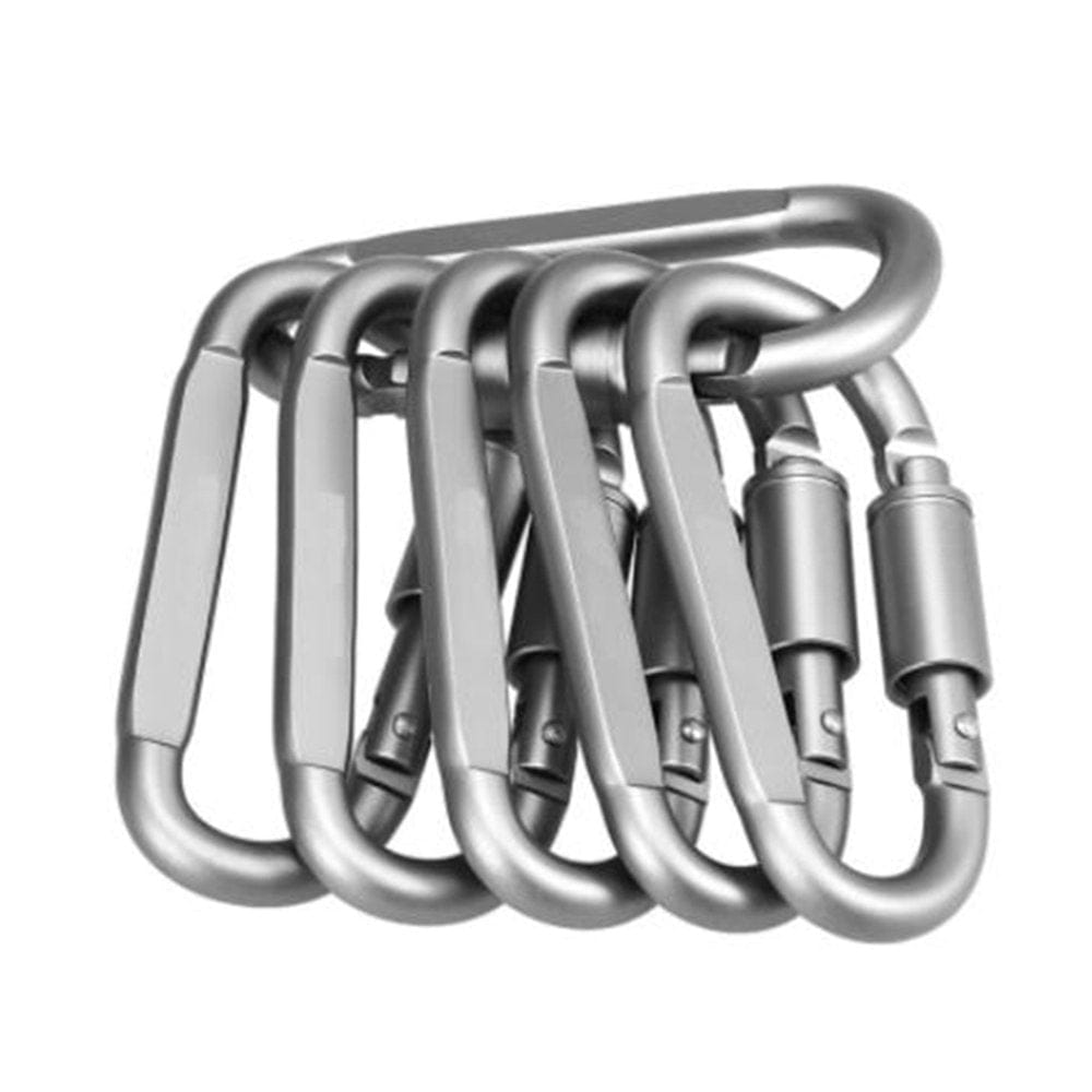 6Pcs Hike Aluminum Keychain Hook Survive Clasp D Ring Lock Quickdraw Clip Screw Climb Camp Snap Hang Outdoor Chain