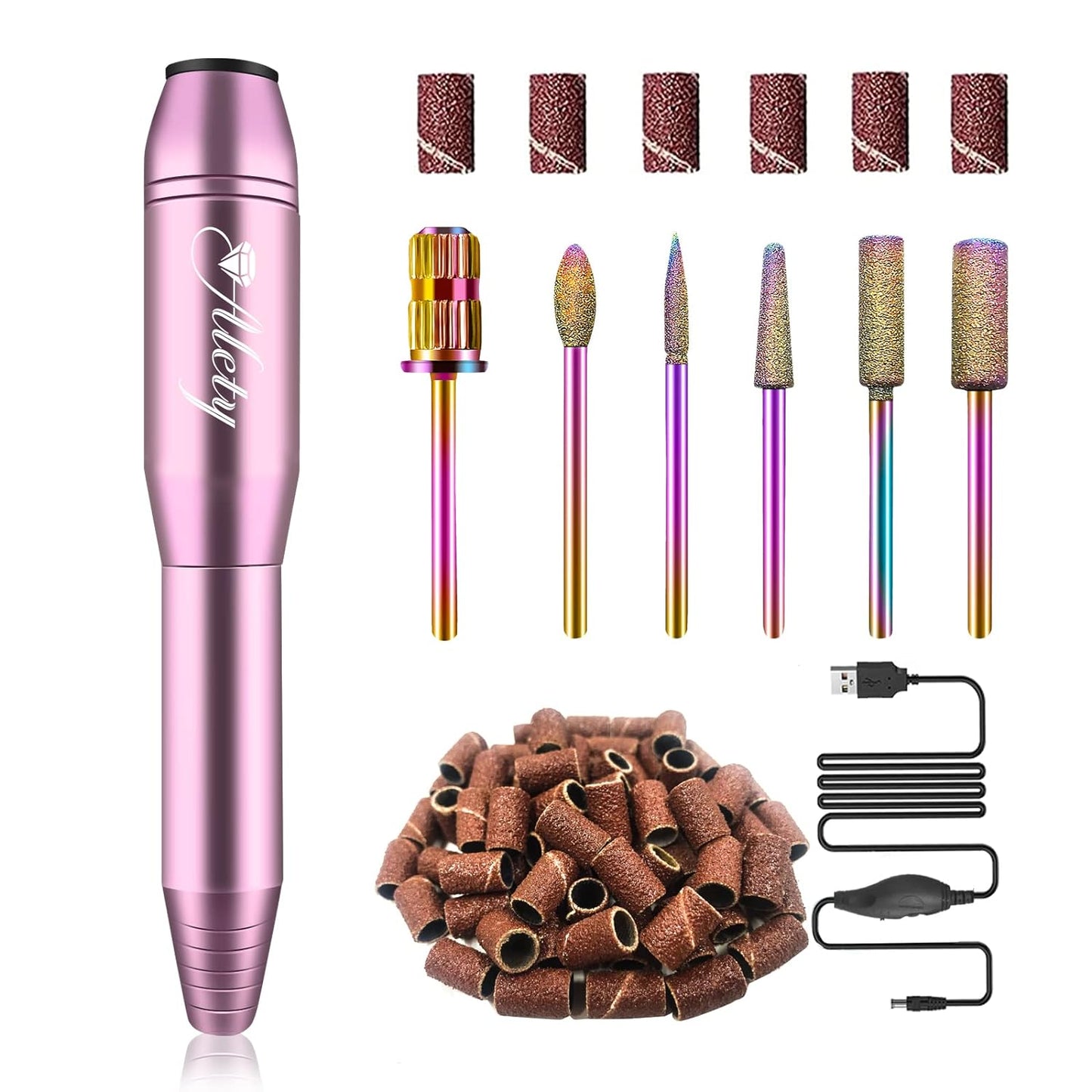 Electric Nail Drill Kit, Portable Electric Nail File for Acrylic Gel Nails, Professional Nail Drill Machine Efile Manicure Pedicure Tools with Iridescent Nail Drill Bits for Home Salon Use
