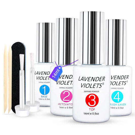 Dip Powder Liquid Set with Activator, Base Top Coat and Brush Saver 0.5oz/Bot Nail File Necessary Tools for Dipping Powder Acrylic Nail Manicure Pedicure J775