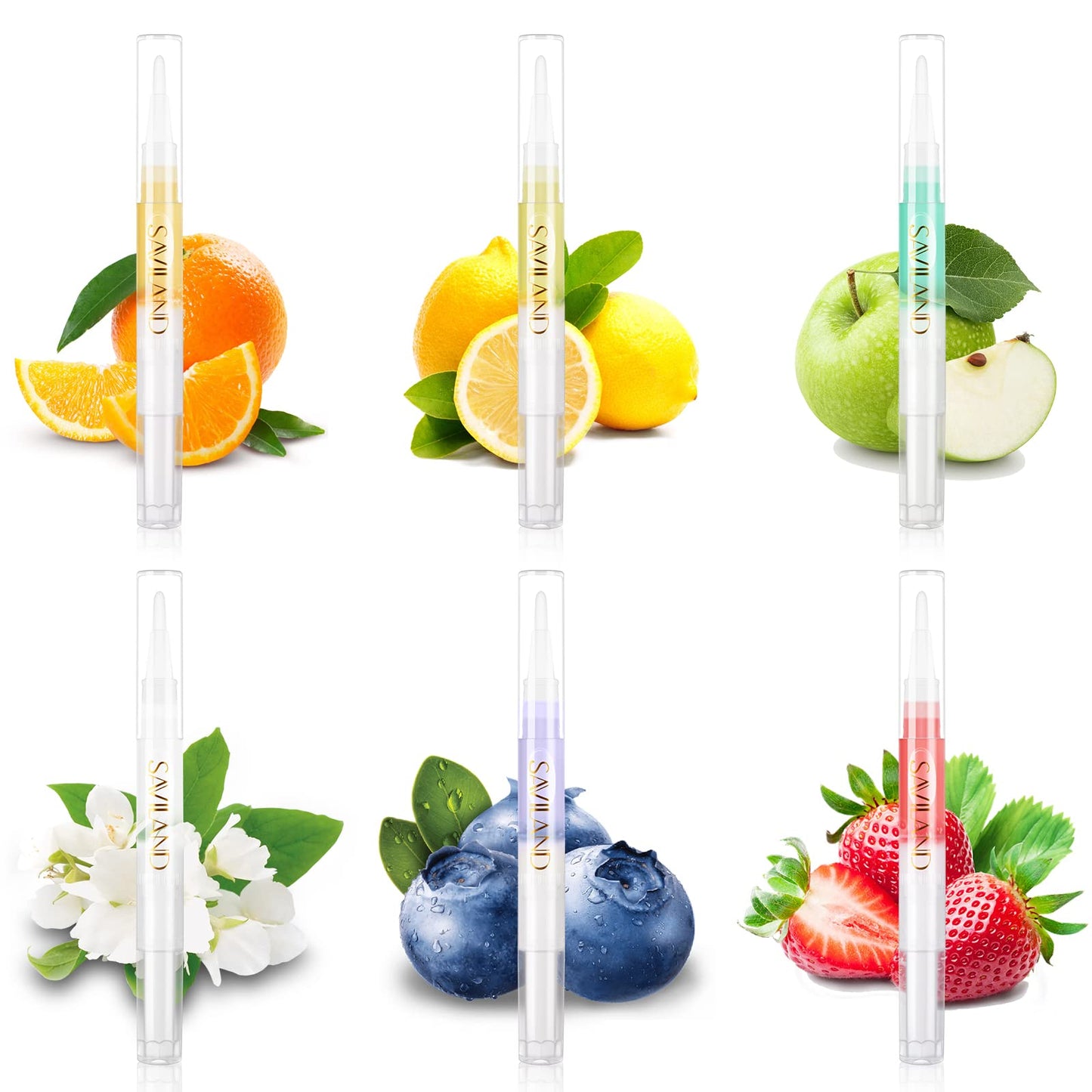 SAVILAND Natural Cuticle Oil Pen: 6PCS Revitalizing Cuticle Oil for Nails with Vitamin E For Repaired Cuticles Overnight Cuticle Softener Nail Strengthener Protector For Damaged Skin Thin Nail Care