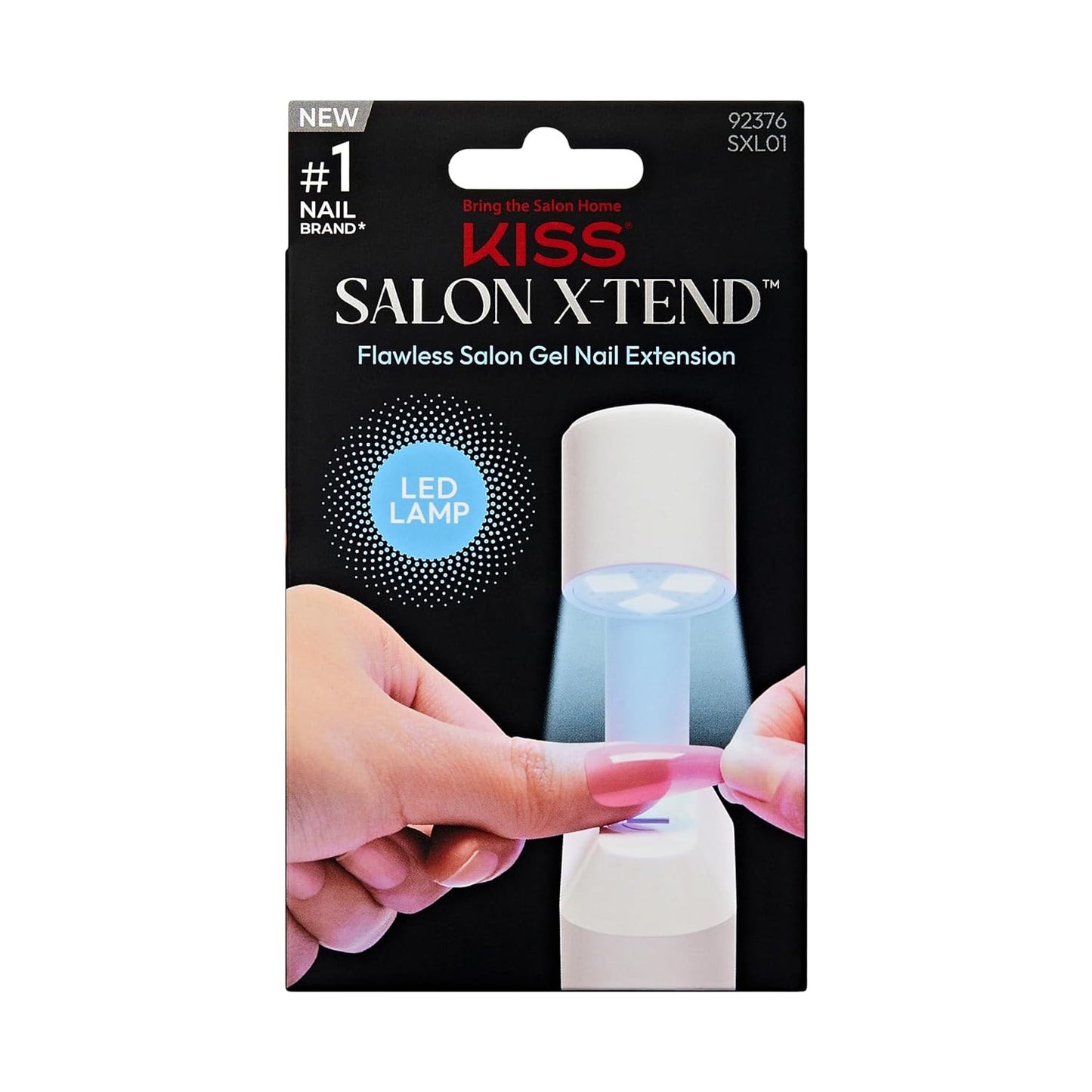 KISS Salon X-tend LED Curing Lamp, Soft Gel DIY Nail Extensions System, for Curing & Pre-Curing, Motion Activated, Compact Ergonomic Design, Angled Light, Stable Stand, Up to 14 Day Wear, 1 Piece