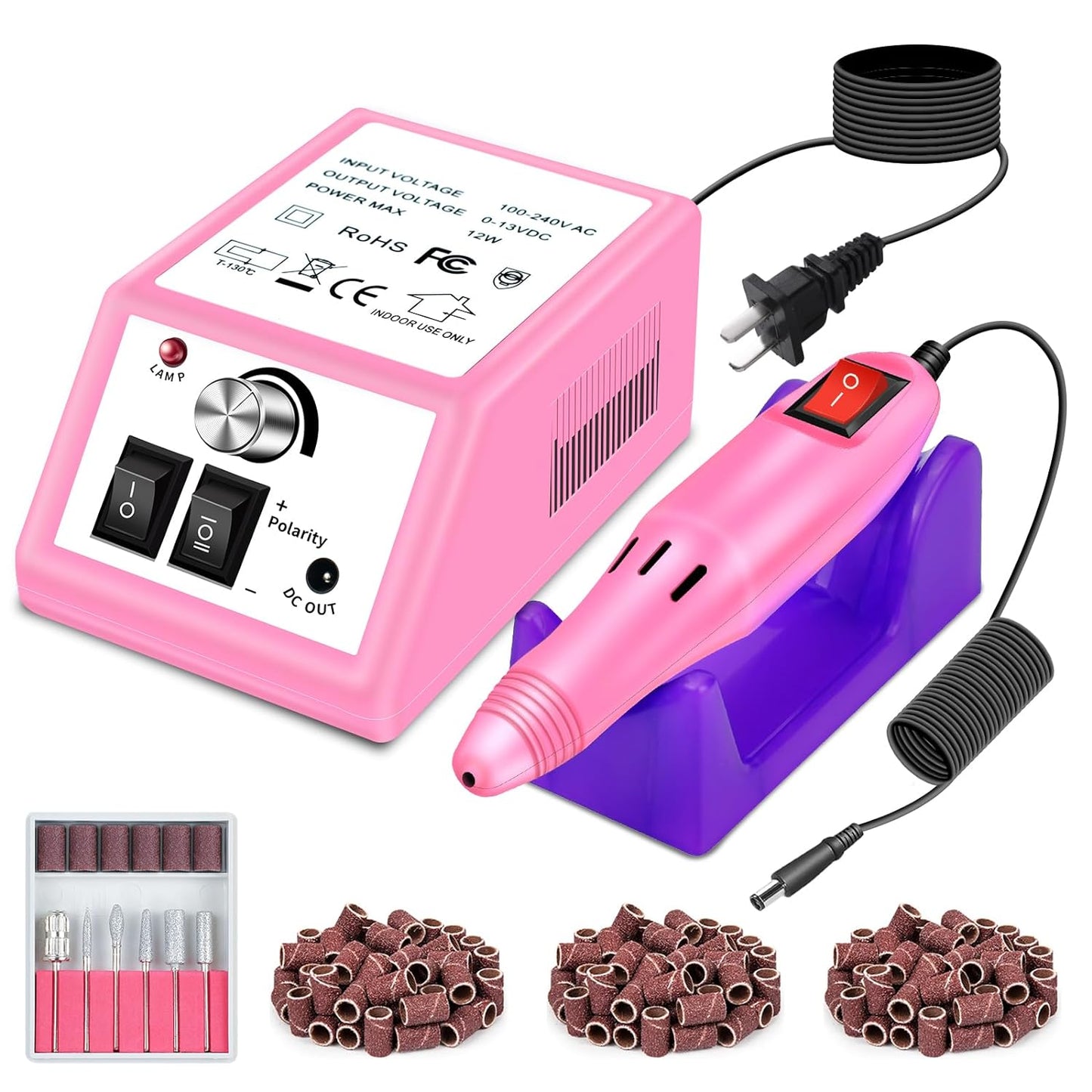 LAVAED Professional Electric Nail Drill Machine Nail File Nail Drill Kit, Nail Filer Electric with 156pcs Sanding Bands and Nail Drill Bits for Acrylic Nail Drill Gel Nail Manicure Pedicure