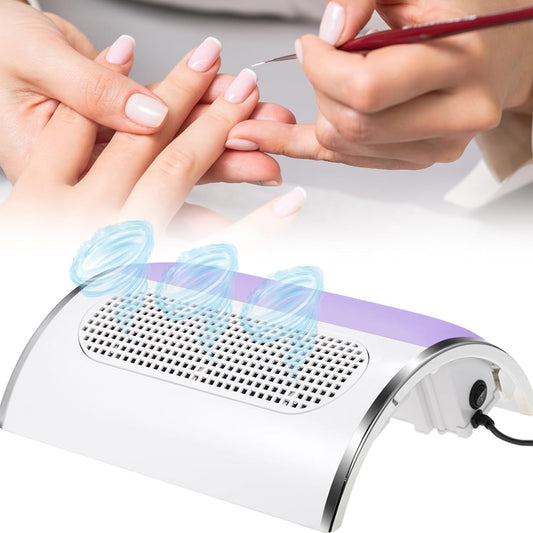 Nail Dust Collector for Acrylic Nails Vacuum Machine, 80W Adjustable Electric Nails Filter for Manicure, Nail Fan Dust Collector with 2 Powerful Nail Fan, 2 Dust Bags Included