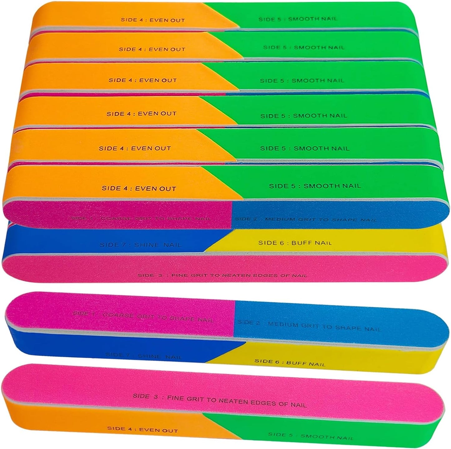 7 Way Nail Buffer (12 Pcs), Nail Buffers Blocks for Natural Nails Shine Smoother Upgraded Buffing Block Seven Steps Polisher Fingernail Files Buffer 120/240/600/3000/6000 Grit for Shinning Buff Nails