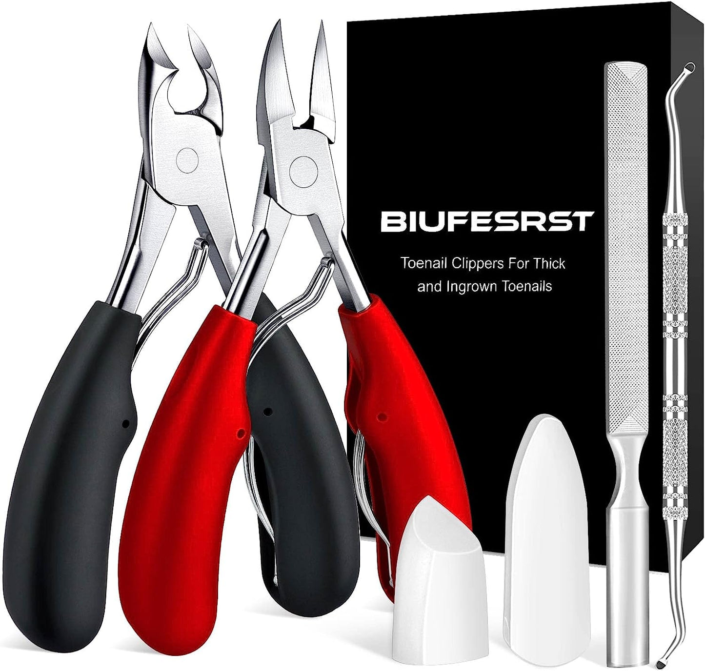 Toe Nail Clippers, Toenail Clippers for Seniors Thick Toenails Ingrown Toenails, Professional Finger Nail Clippers for Men Adult, Heavy Duty, Sharp Curved Blades Long Handle