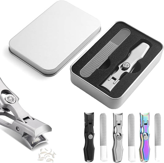 Cumuul Nail Clipper, Cumuul Nail Clippers, Nail Clippers with Catcher for Thick Nails, Ultra Wide Jaw Opening Toenail Clippers, Fingernail Clipper, Nail Cutter for Seniors Adult (Silver)
