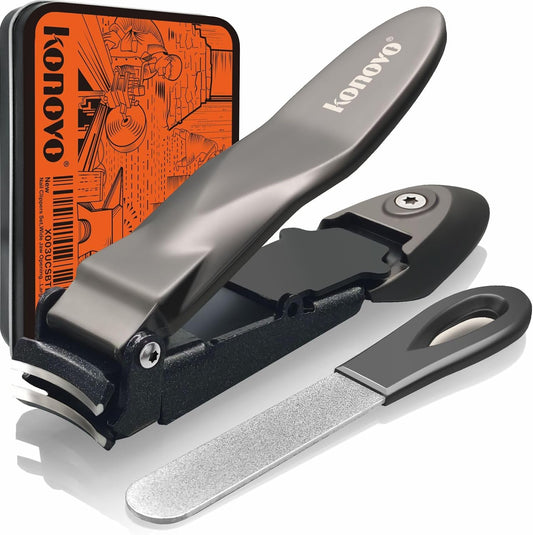 Nail Clippers for Men, Toe Nail Clippers for Thick Toenails for Seniors, Nail Clipper Set with Catcher, Professional Fingernail Clipper