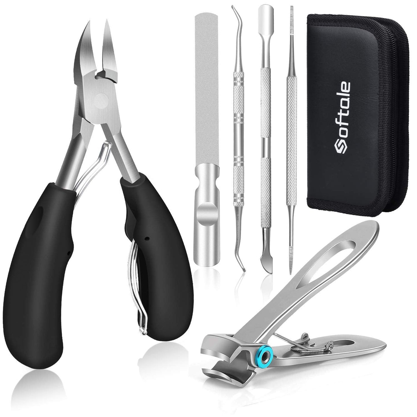 Large Toenail Clippers for Thick & Ingrown Nails Podiatrist Toenail Clippers Kits Stainless Steel Super Sharp Curved Blade Grooming Nail Tool for Man & Women