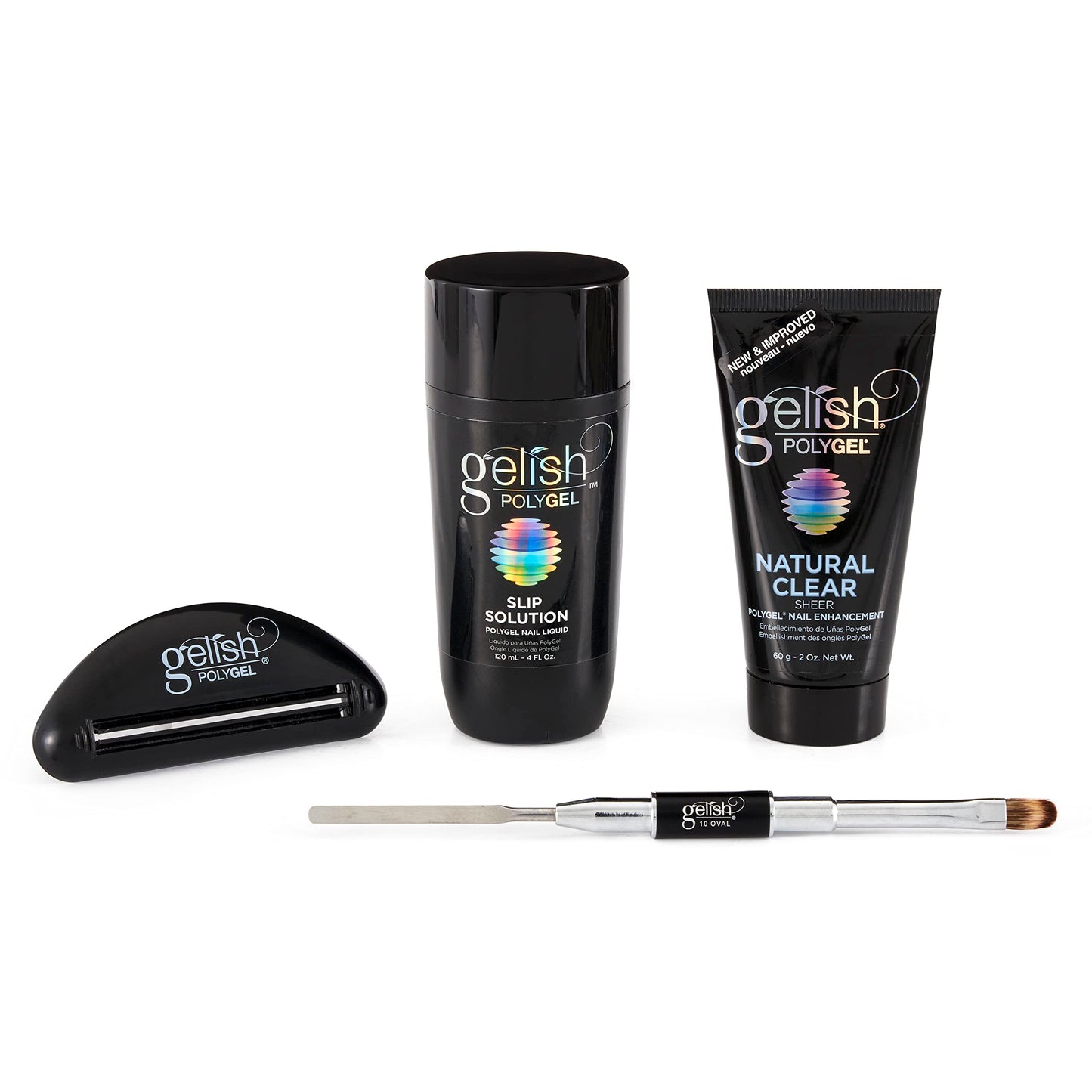 Gelish PolyGel Professional Nail Technician All in One Trial Kit with Slip Solution, Natural Clear, and 1 Tube Key for Nail Studio Sets