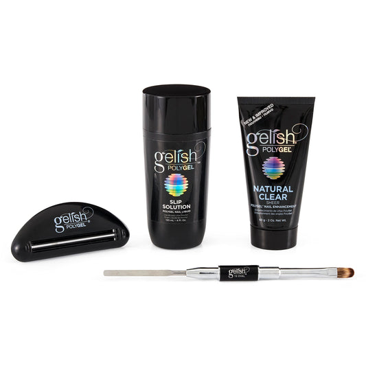 Gelish PolyGel Professional Nail Technician All in One Trial Kit with Slip Solution, Natural Clear, and 1 Tube Key for Nail Studio Sets
