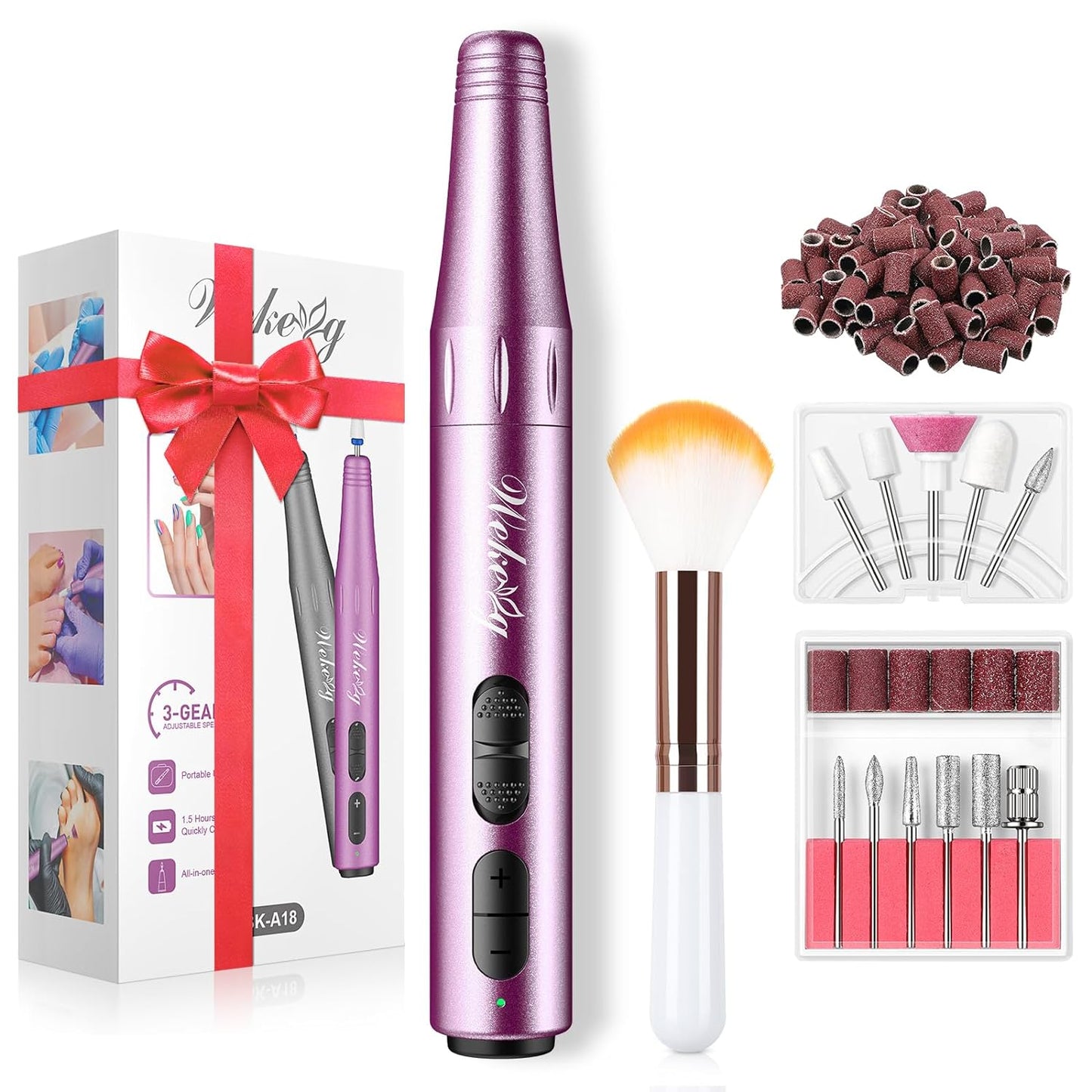 Cordless Nail Drill File Kit: Portable Electric Manicure and Pedicure Set for Gel Acrylic Nail - Professional Buffer Tool for Toenail - Dip Powder Nail Dremel Grinder Polish Cuticle Remover Machine