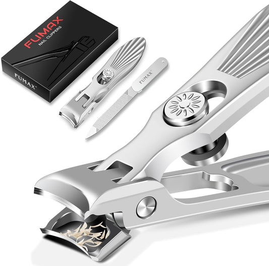 German Nail Clippers for Men Thick Nails, 2024 Upgrade Large Wide Jaw Opening Nail Clippers with Catcher, Heavy Duty No Splash Nail Clippers for Seniors, Mess Free Ultra Sharp Fingernail Cutters