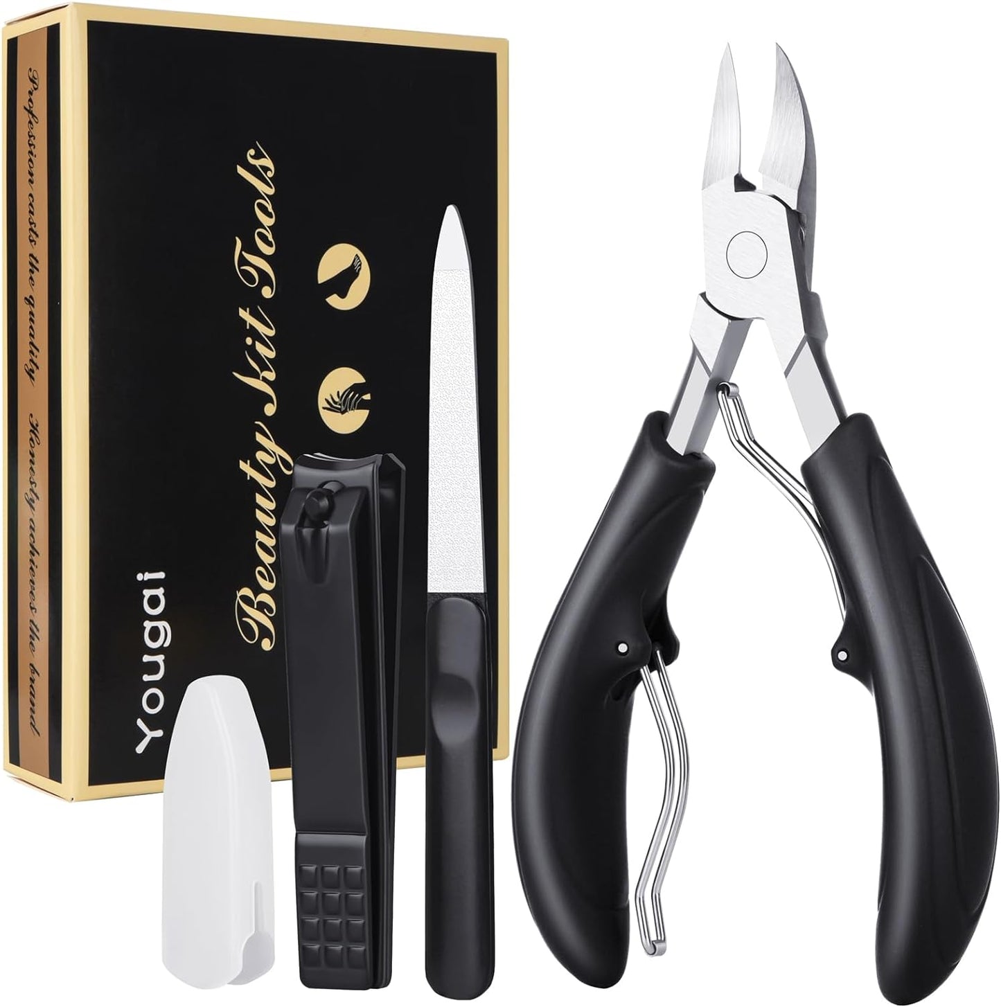 Mens Stocking Stuffers Toe Nail Clippers for Thick & Ingrown Toenails,Professional Podiatrist Toenail Nipper for Seniors with Nail Clippers and Nail File,Super Sharp Curved Blade Grooming Tools Set