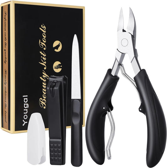 Mens Stocking Stuffers Toe Nail Clippers for Thick & Ingrown Toenails,Professional Podiatrist Toenail Nipper for Seniors with Nail Clippers and Nail File,Super Sharp Curved Blade Grooming Tools Set